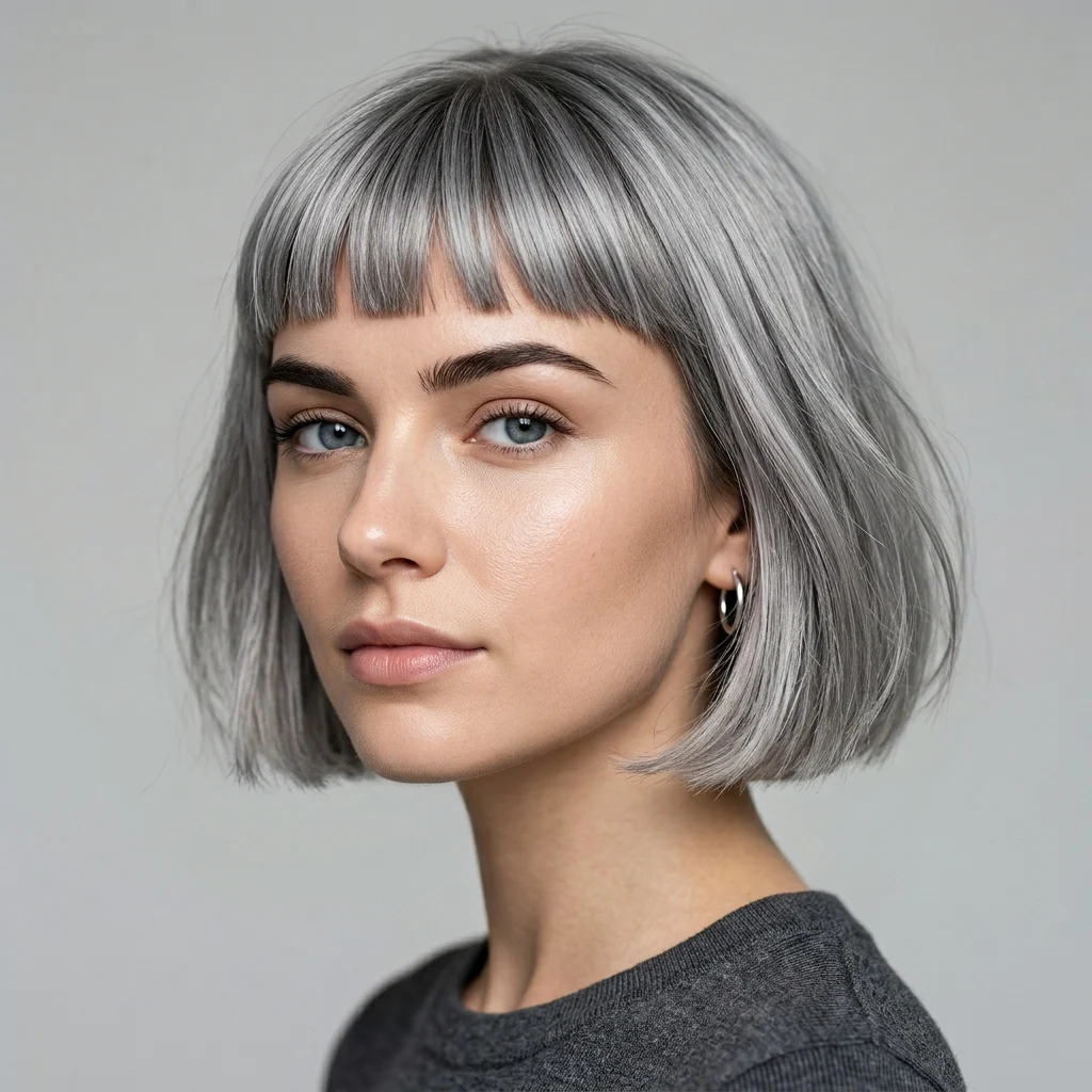 1. Classic French Bob with Micro Bangs