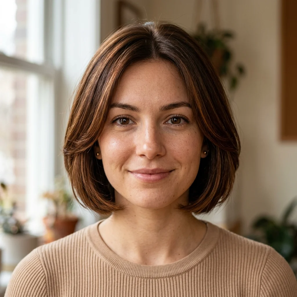 1. Classic Jaw-Length Chestnut Bob