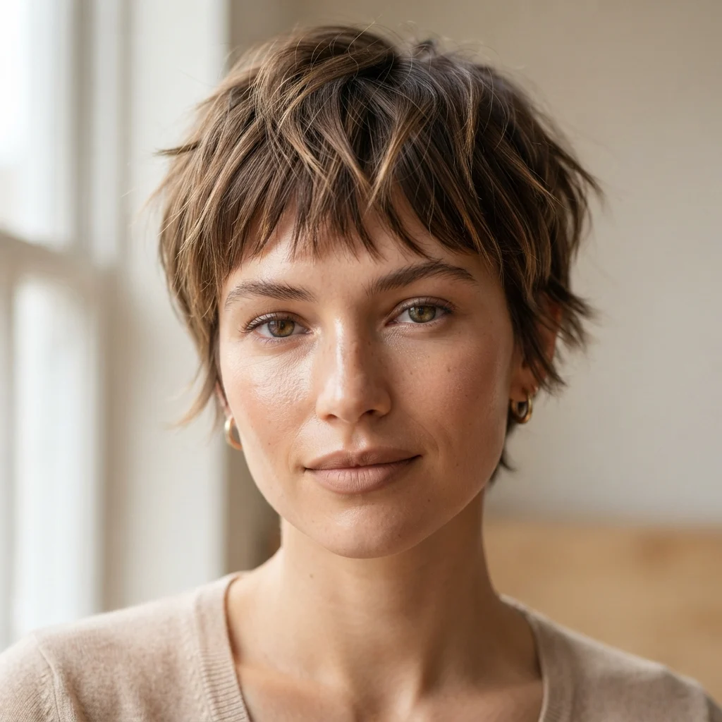 1. Razor-Textured Crown with Wispy Micro Fringe