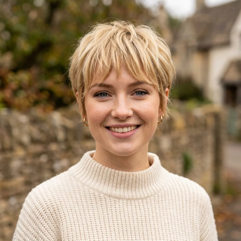 10. Choppy Bangs Blended into a Blonde Wedge (FACE-FRiAMING)
