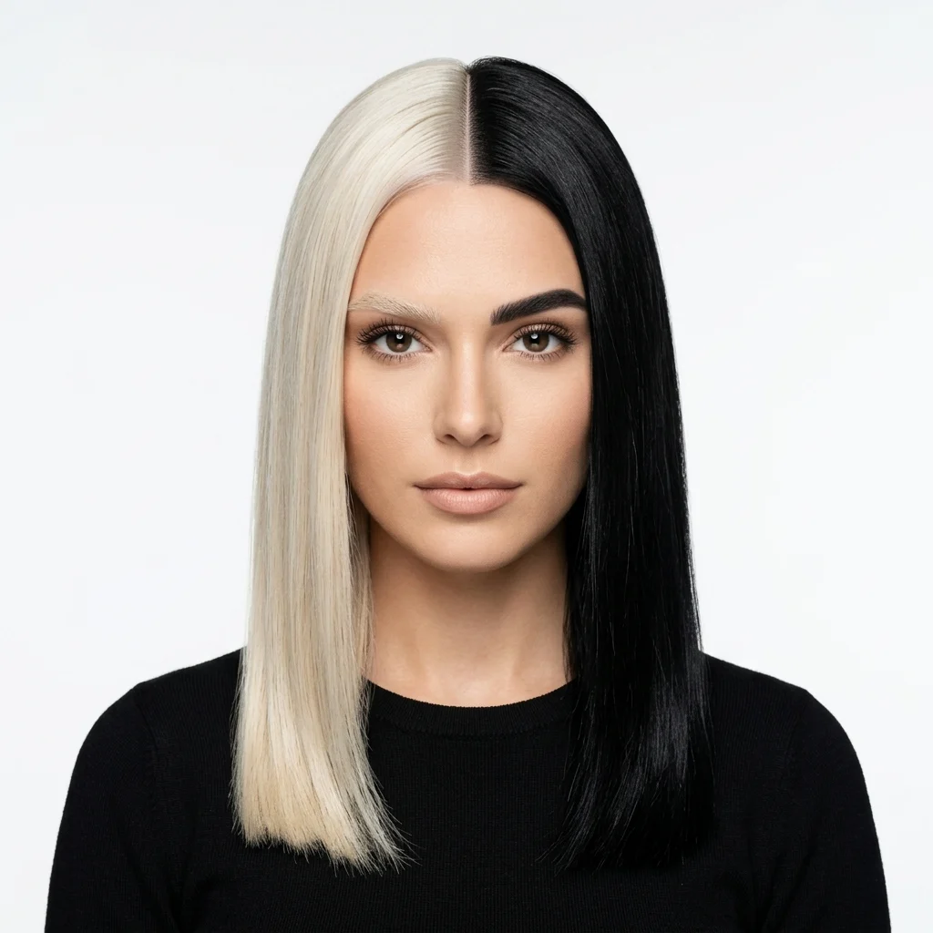 10. High-Contrast Platinum and Jet Black Split