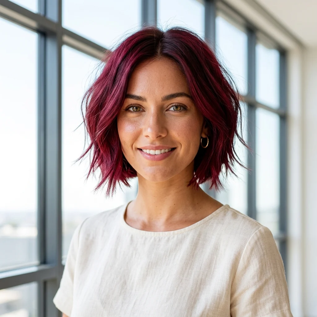 10. Textured Maroon Bob