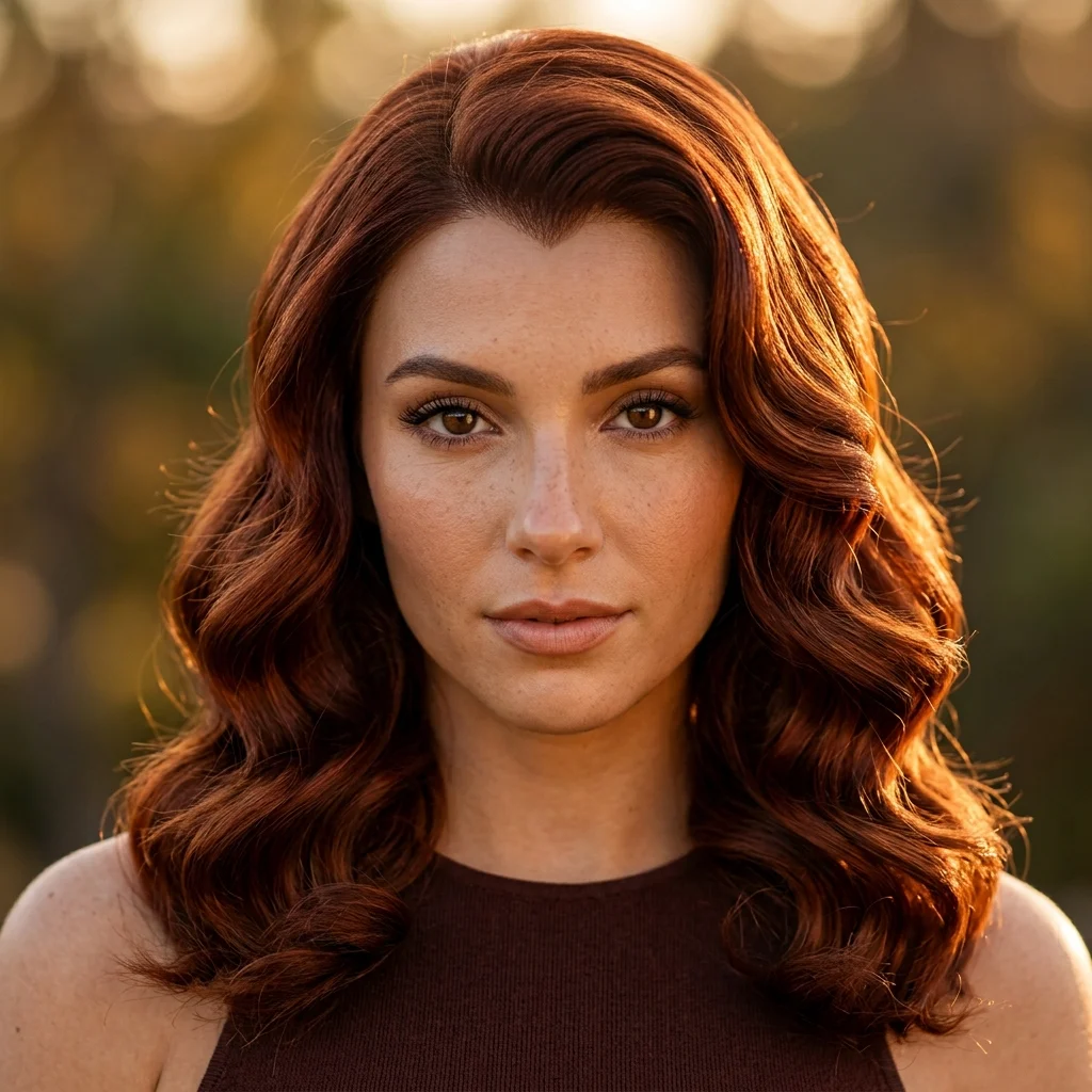 11. Warm Auburn Waves with a Sculpted Widow's Peak