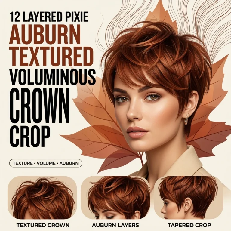 12 Layered Pixie Auburn Textured Voluminous Crown Crop Ideas