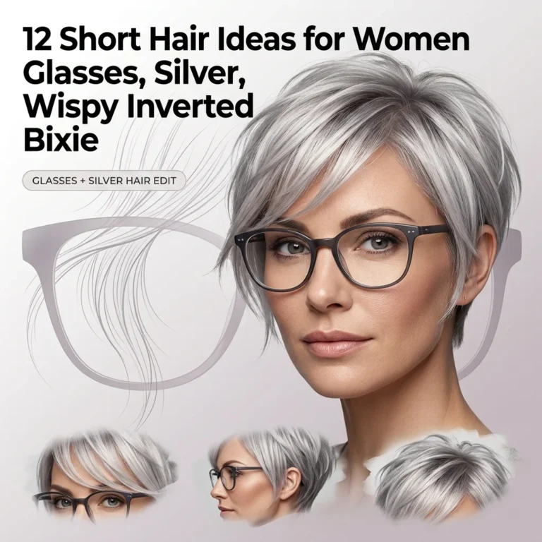12 Short Hair Ideas for Women Glasses, Silver, Wispy Inverted Bixie