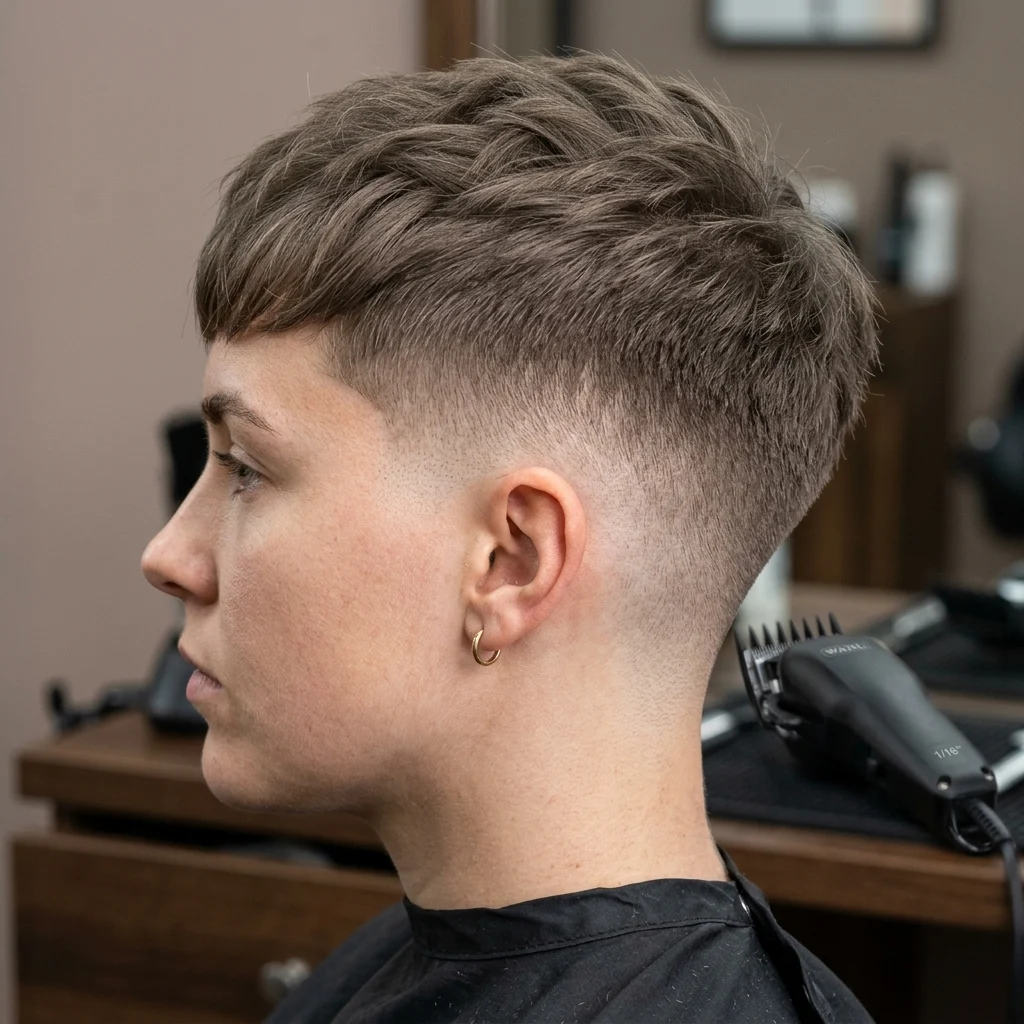 12. Sharp Side Part with Disconnected Sideburns