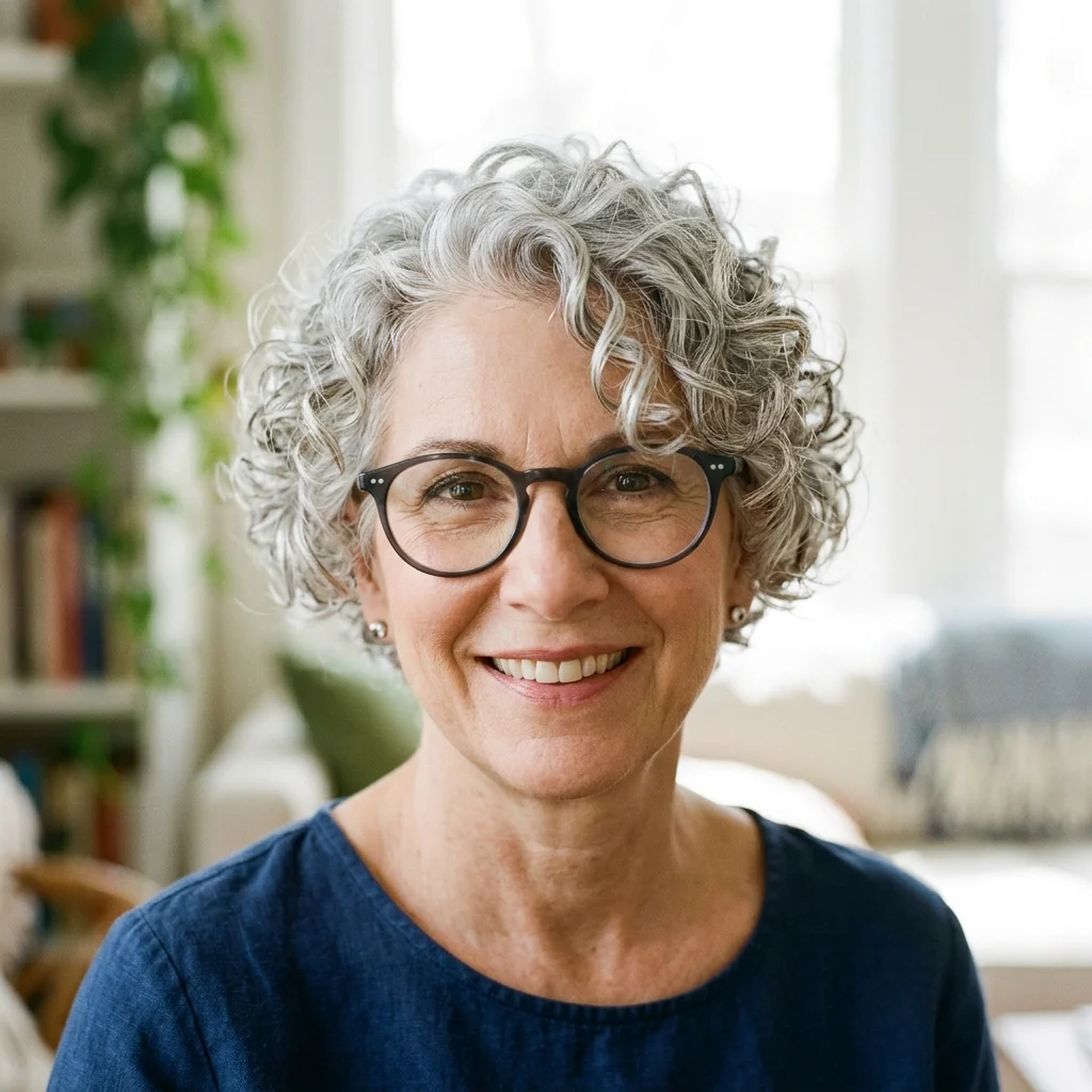12. Wash and Scrunch Silver Curly Pixie (LOW-MAINTENANCE)