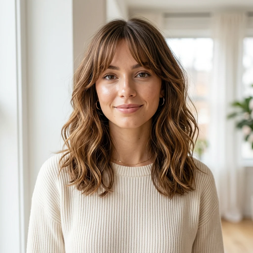 13. Bangs with a Shoulder-Length Lob