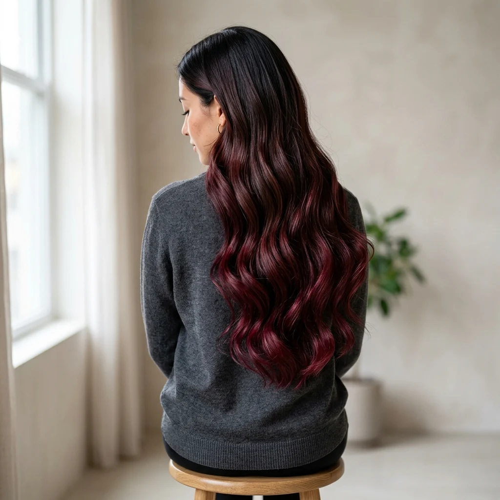 13. Maroon Ombré From Dark Roots