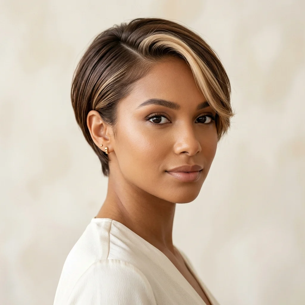 13. Money Piece with Side Swept Pixie