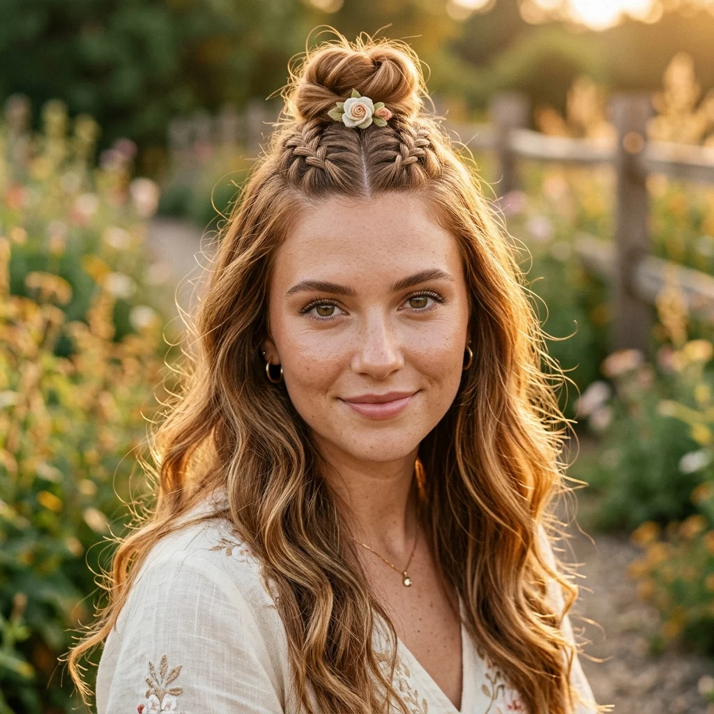 15. Braided Half-Up Top Knot