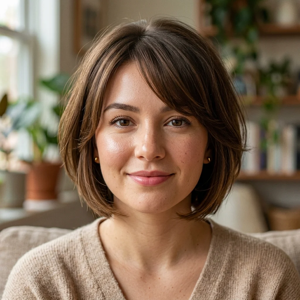 15. Round Face Softened Bob