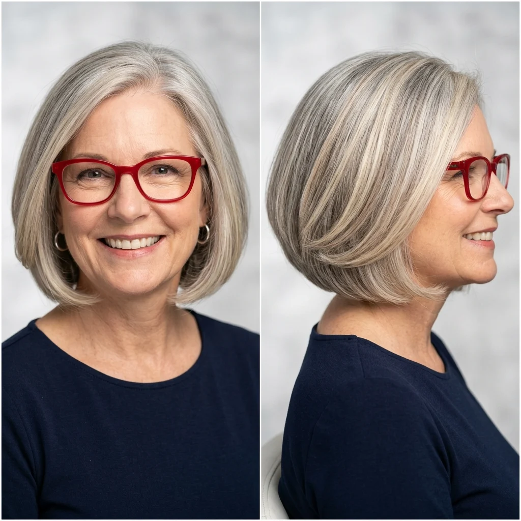 15. Silver-Blonde Blend Rounded Bob (COLOR)