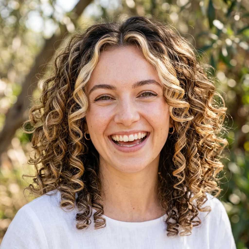 16. Face Framing Highlights for Curly Hair