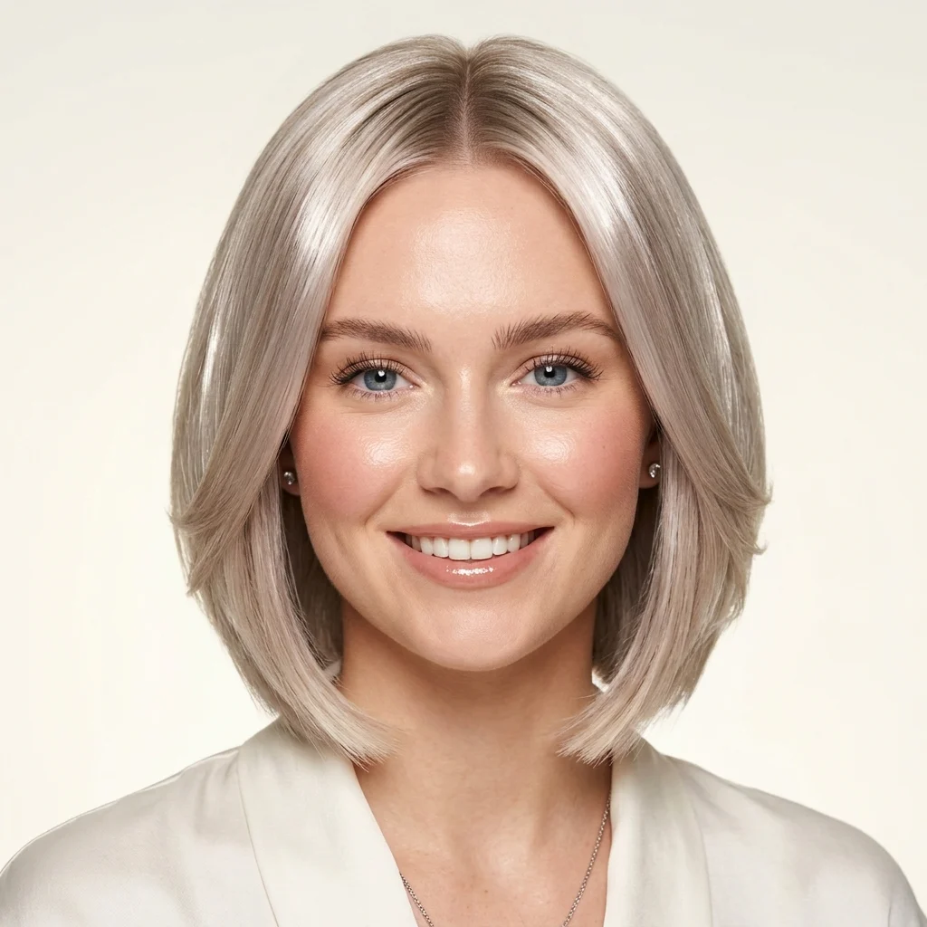 17. Pin-Straight Glass Hair Stacked Bob