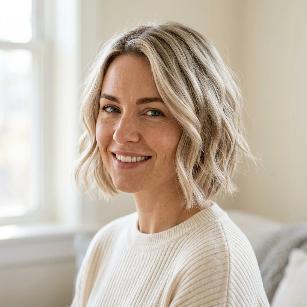 18. Low Maintenance Pearl Blonde Wash-and-Go Stacked Bob