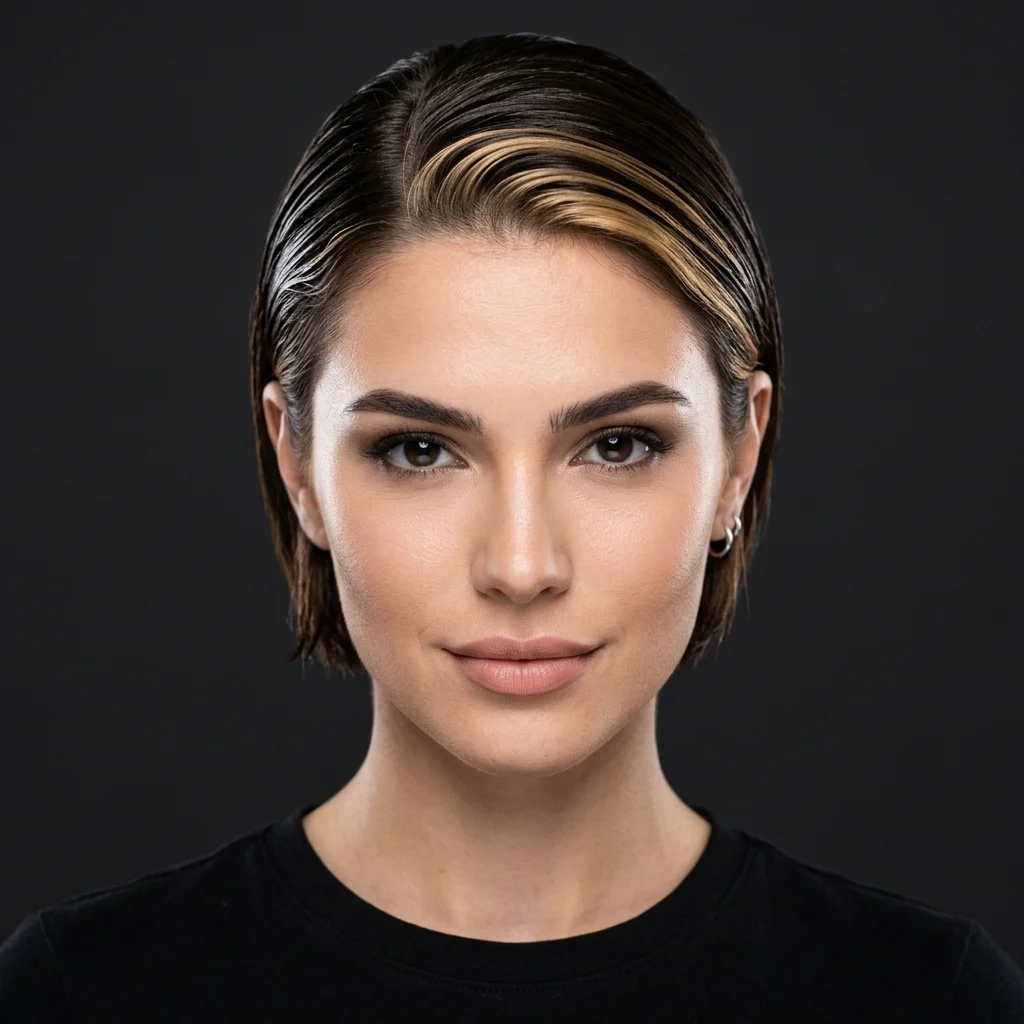 18. Money Piece Slicked Back Pixie