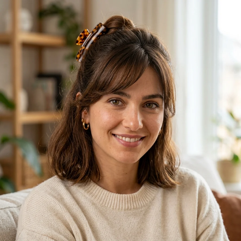 19. Claw Clip Half-Up Fringe