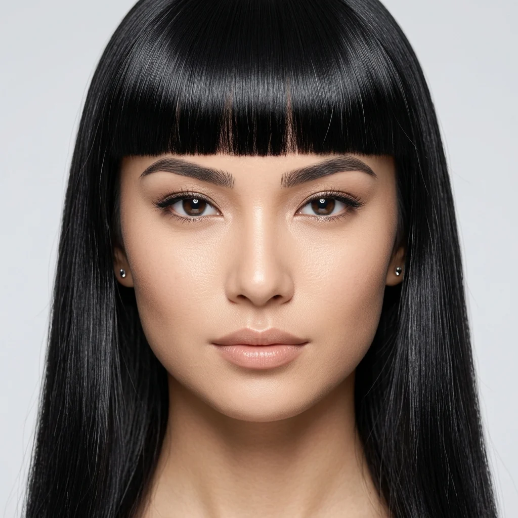 19. Straight Blunt Bangs