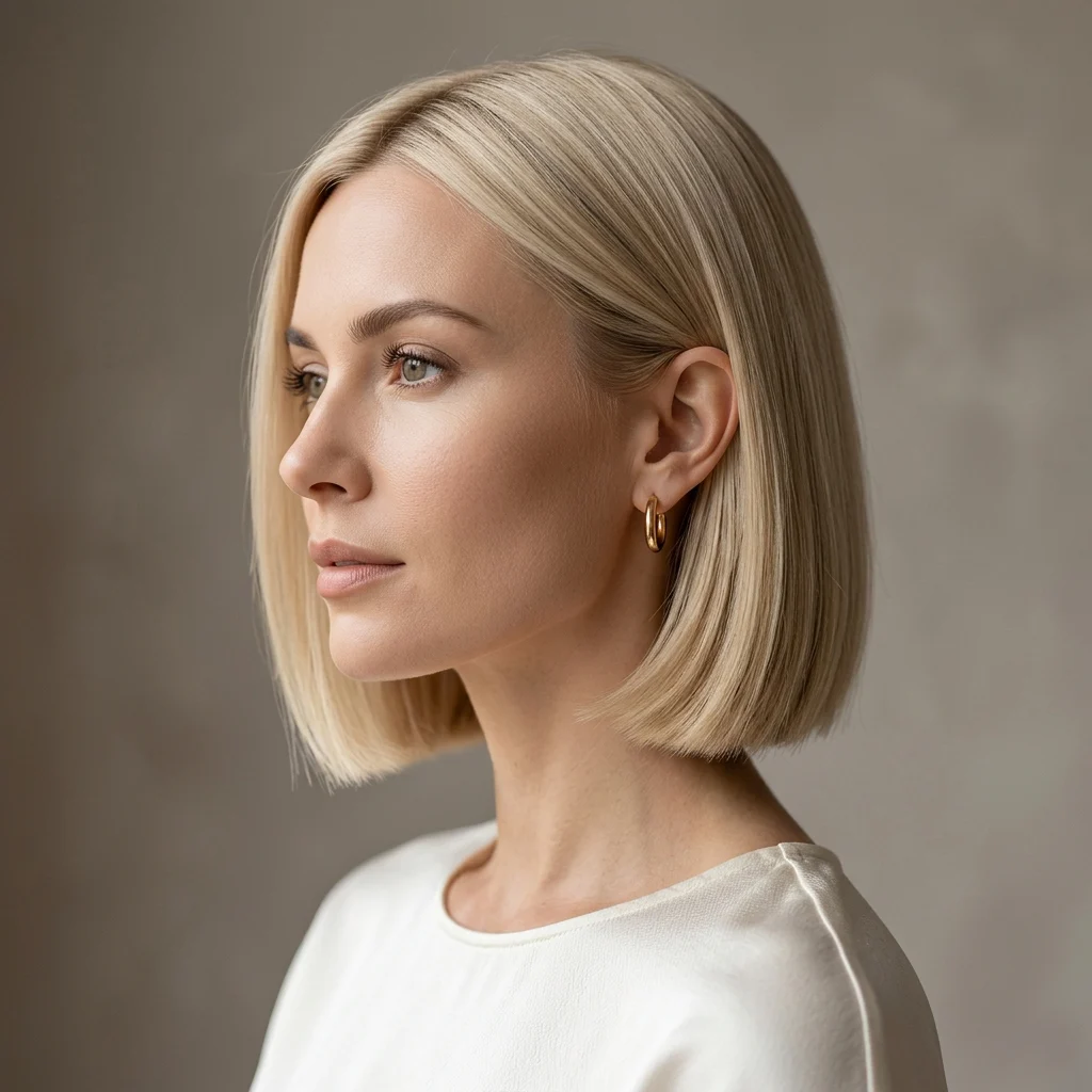 2. Classic French Bob Blunt Cut at Chin Length