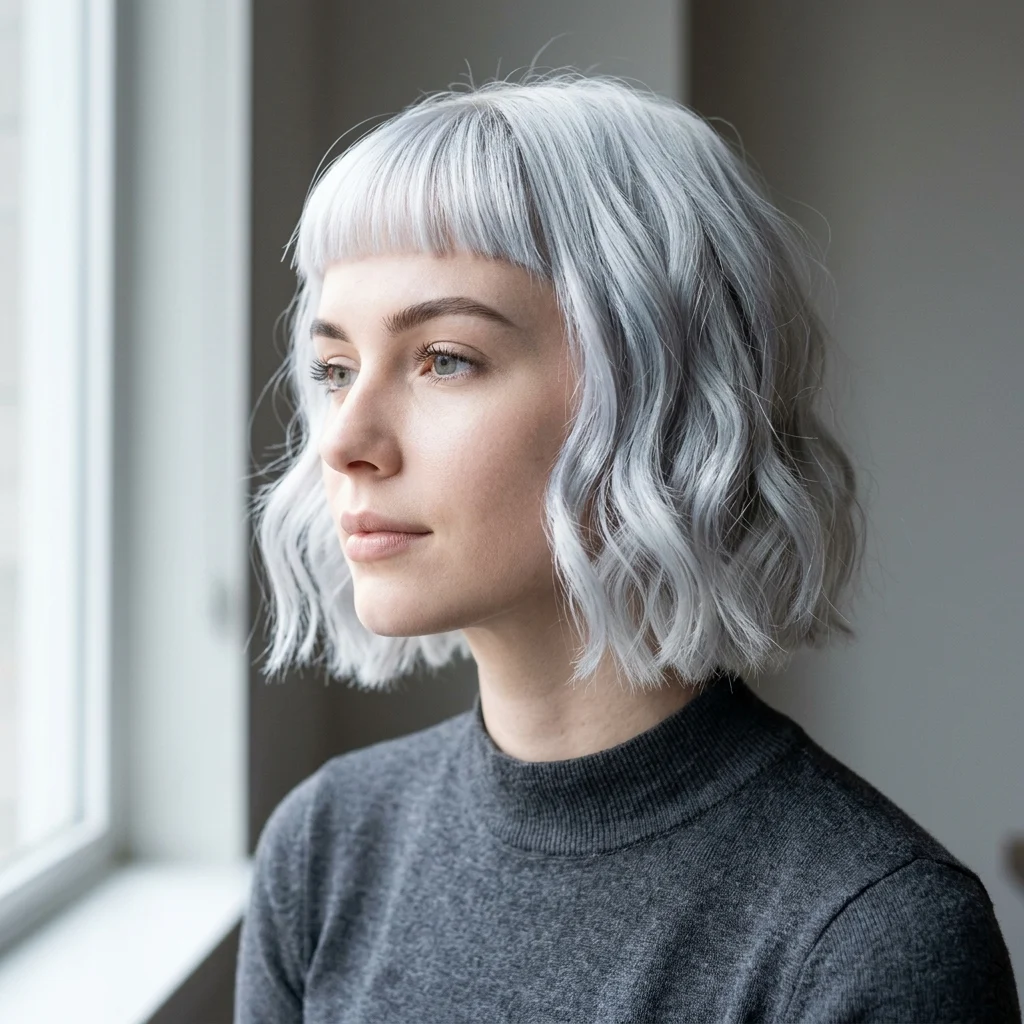 2. Icy Platinum French Bob