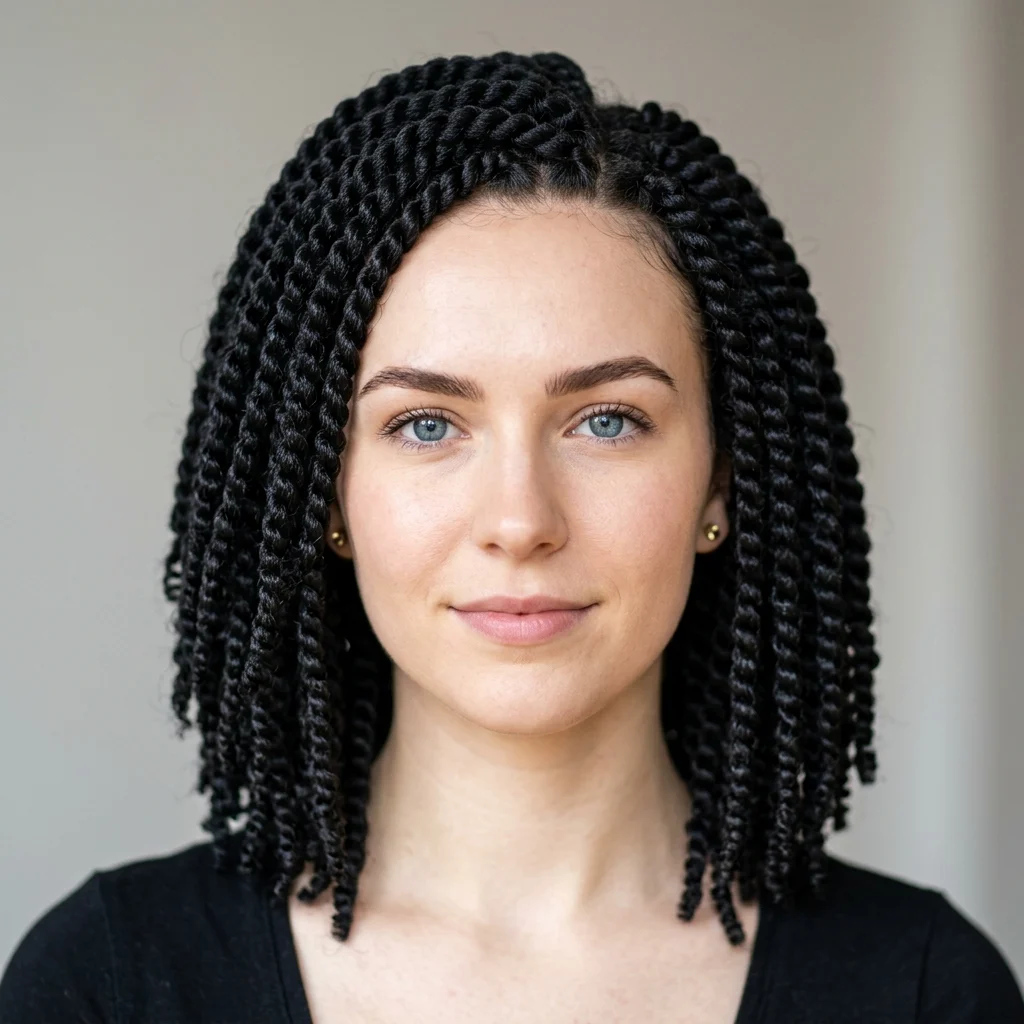 2. Jet Black Crochet Twists for a Classic Base