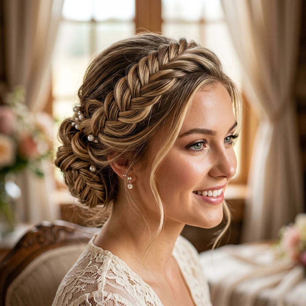 21. Braided Updo Showing Highlights