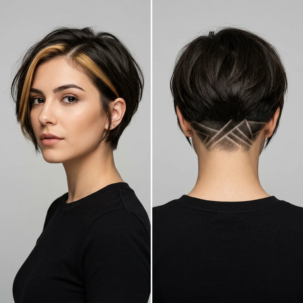21. Money Piece with Nape Undercut Design