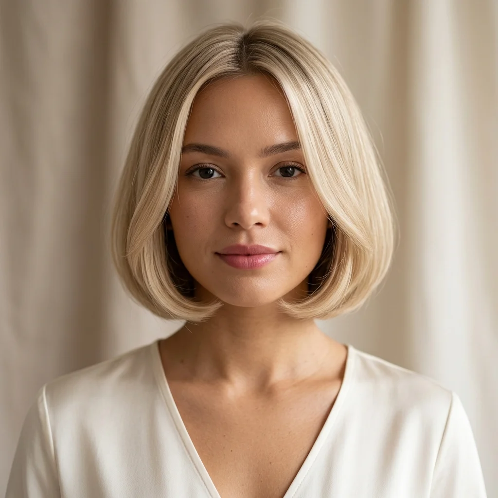 21. Rounded French Bob for Softer Silhouettec
