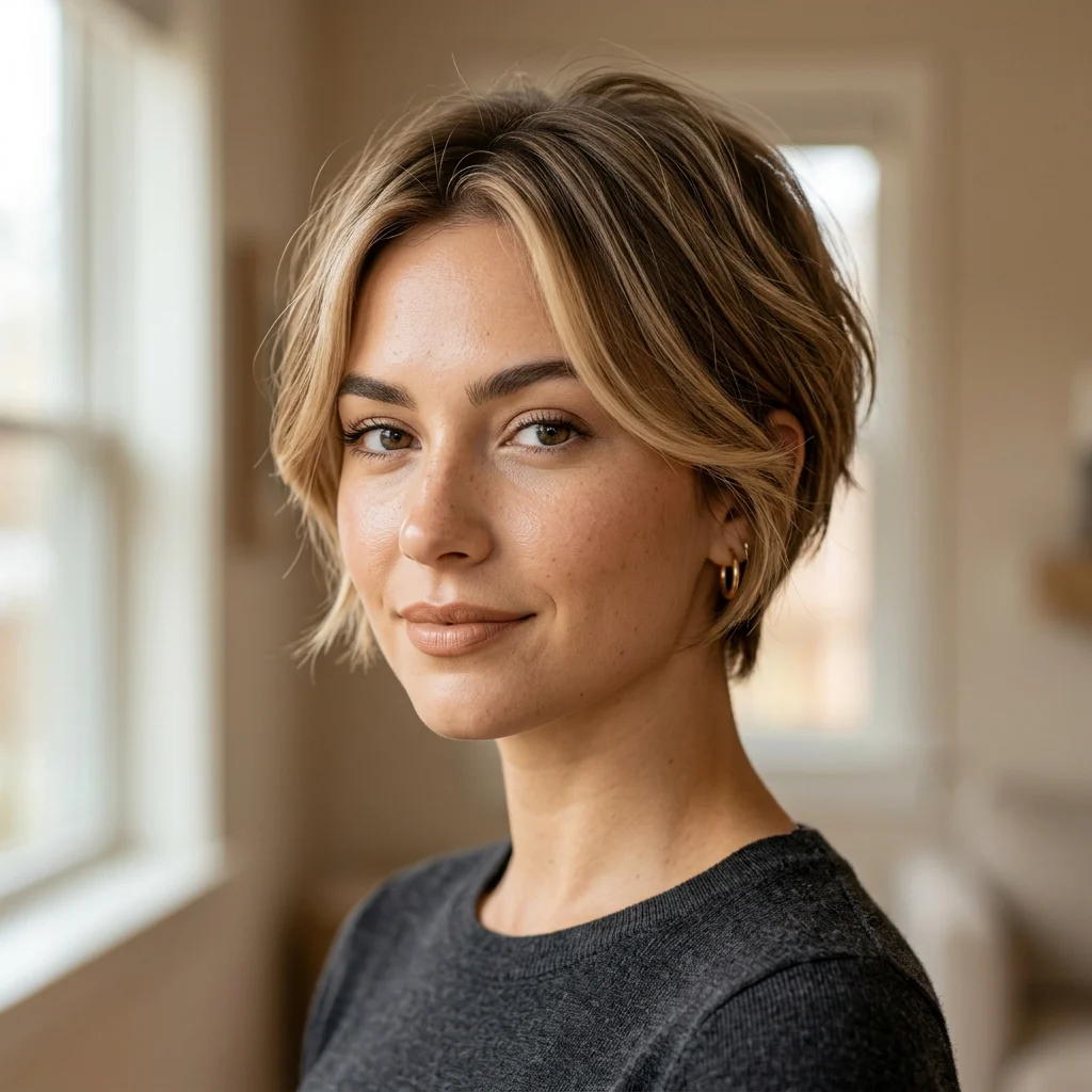 22. Bronde Money Piece Pixie Bob