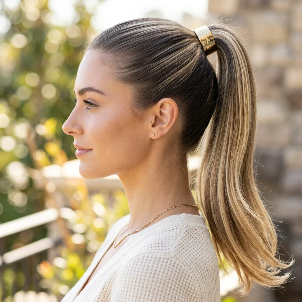 22. High Ponytail Highlight Placement