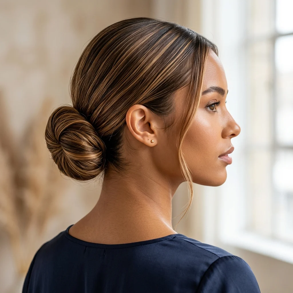 22. Slicked-Back Bun to Show Off Face-Framing
