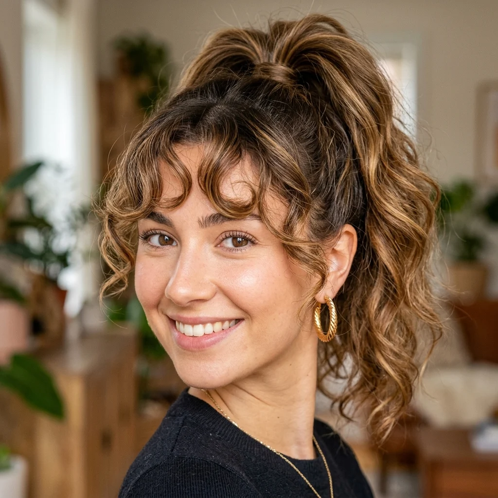 23. Bangs with a High Ponytail