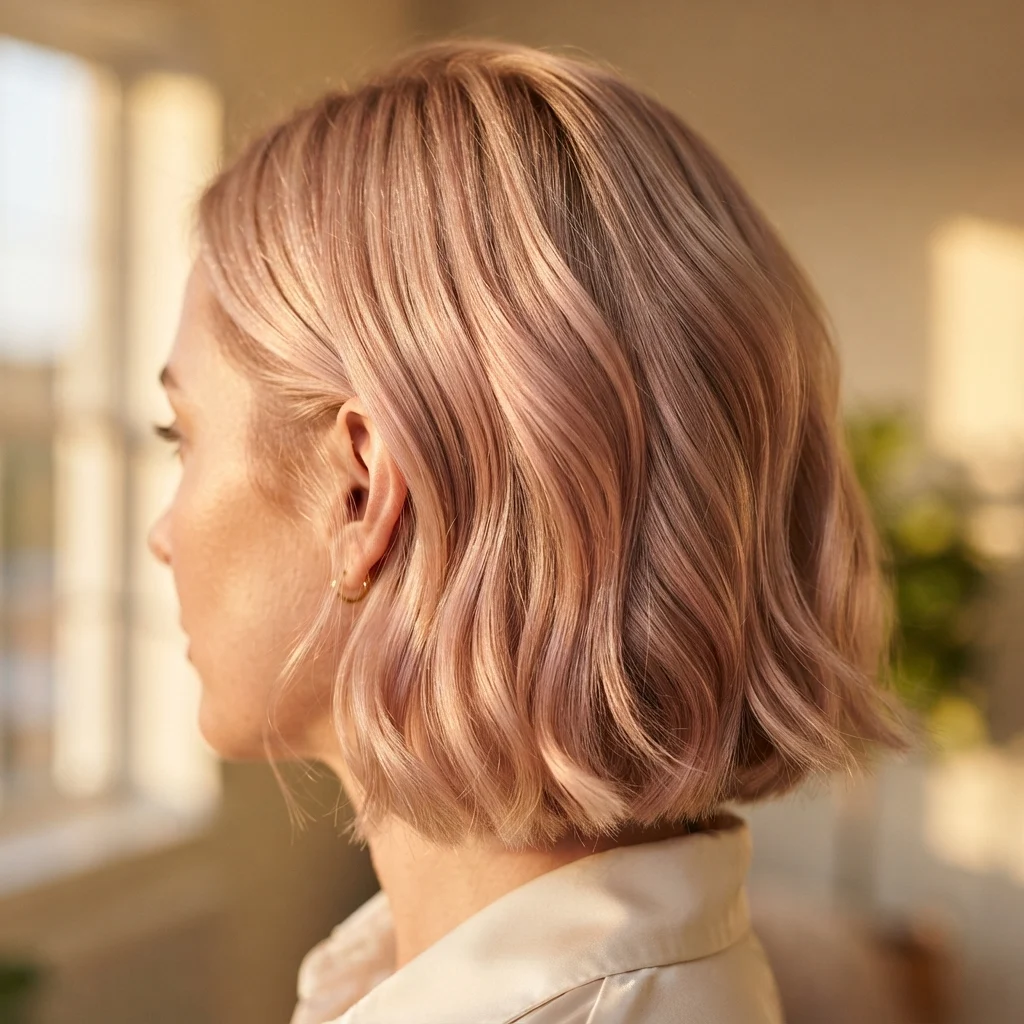 24. Champagne Blonde with Subtle Rose Gold Reflect