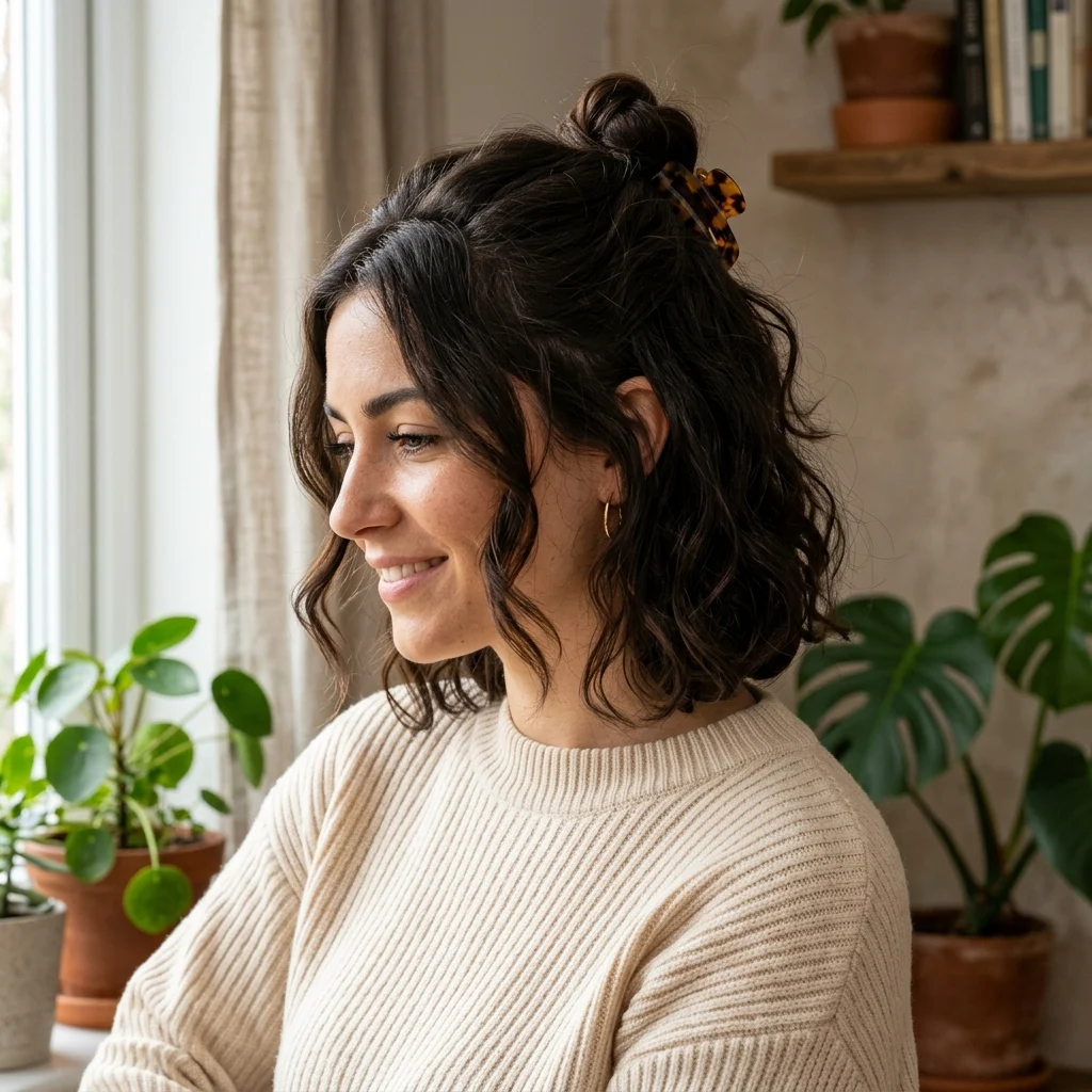 24. Claw Clip Half-Up Style