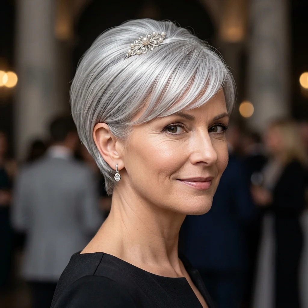 24. Elegant Formal Pixie Updo Ready Style