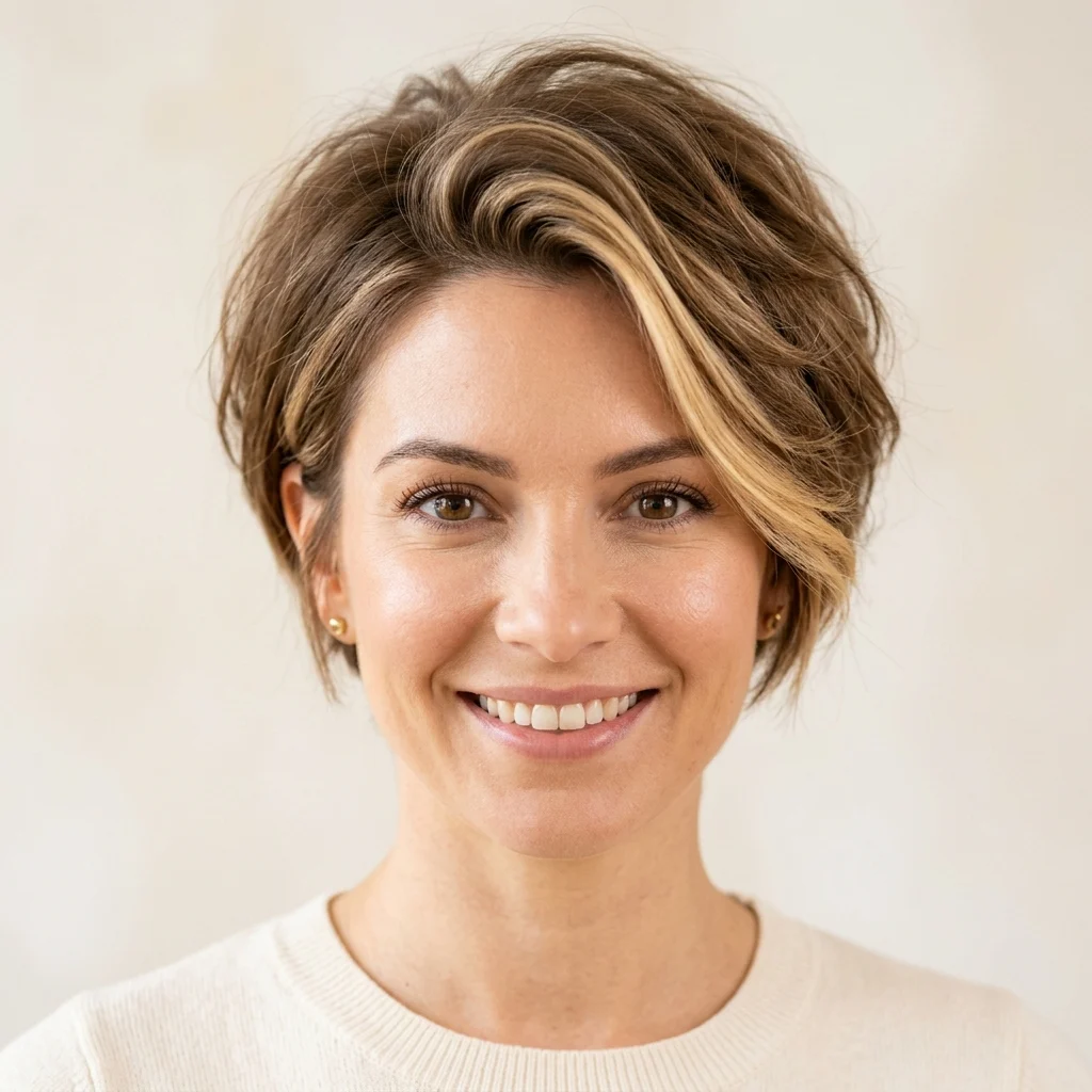 27. Money Piece Pixie for Fine Hair Volume