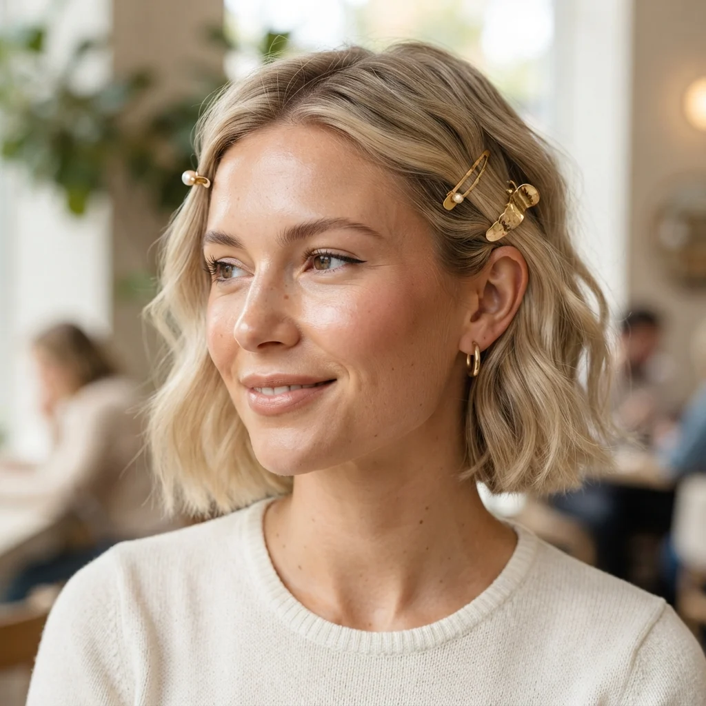 29. Gold-Tone Hair Clips for Beachy Styling