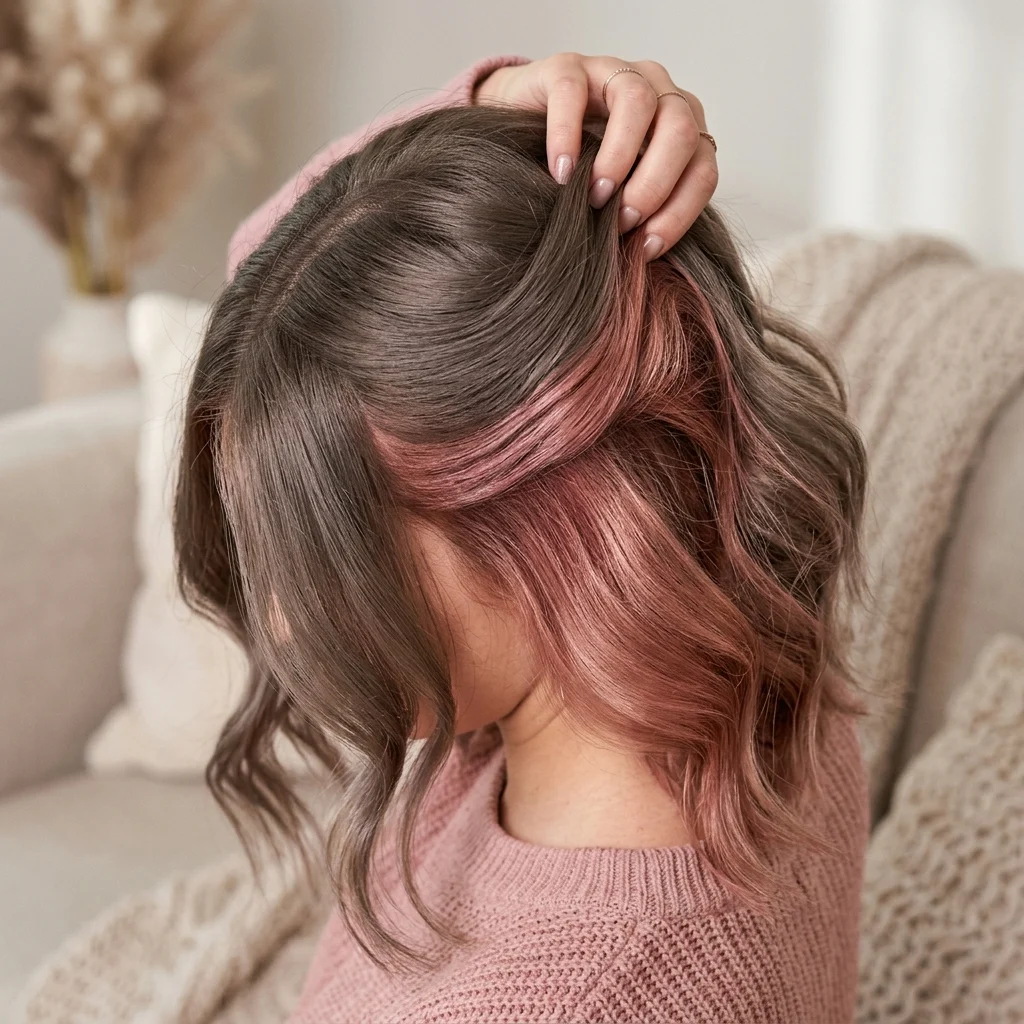 3. Ash Brown Top With Rose Gold Underlayer