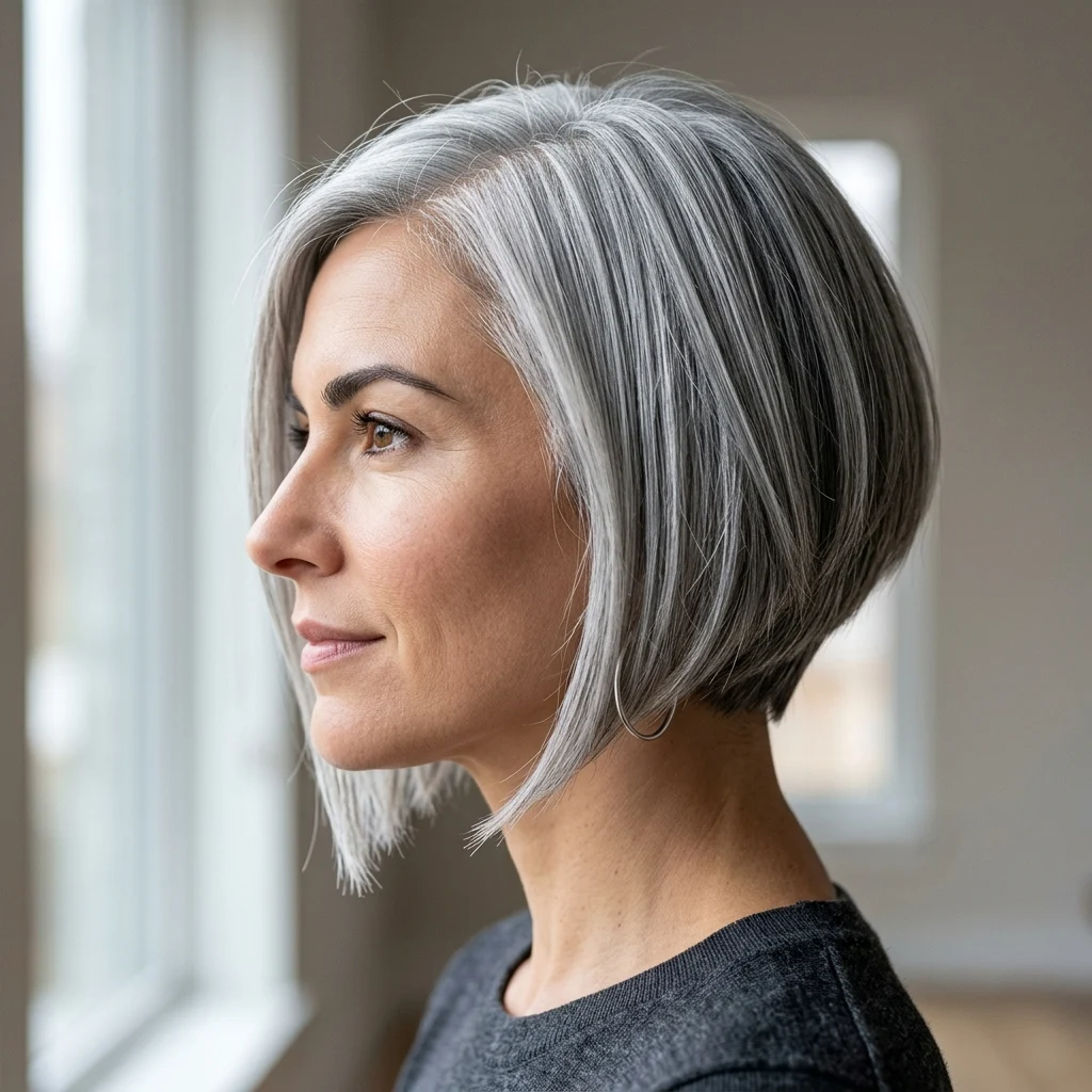 3. Chin Length Steep Silver Wedge (LENGTH)