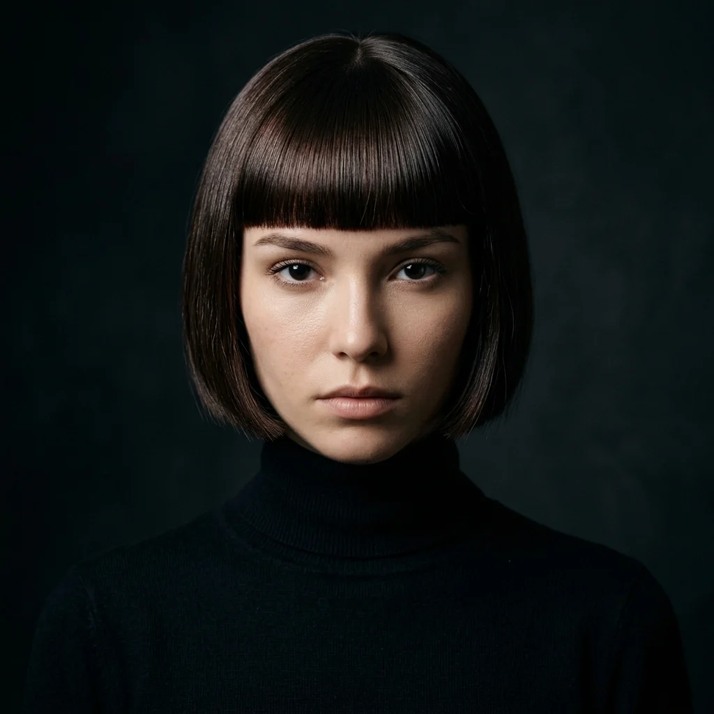 3. Espresso Bob With High Contrast Fringe