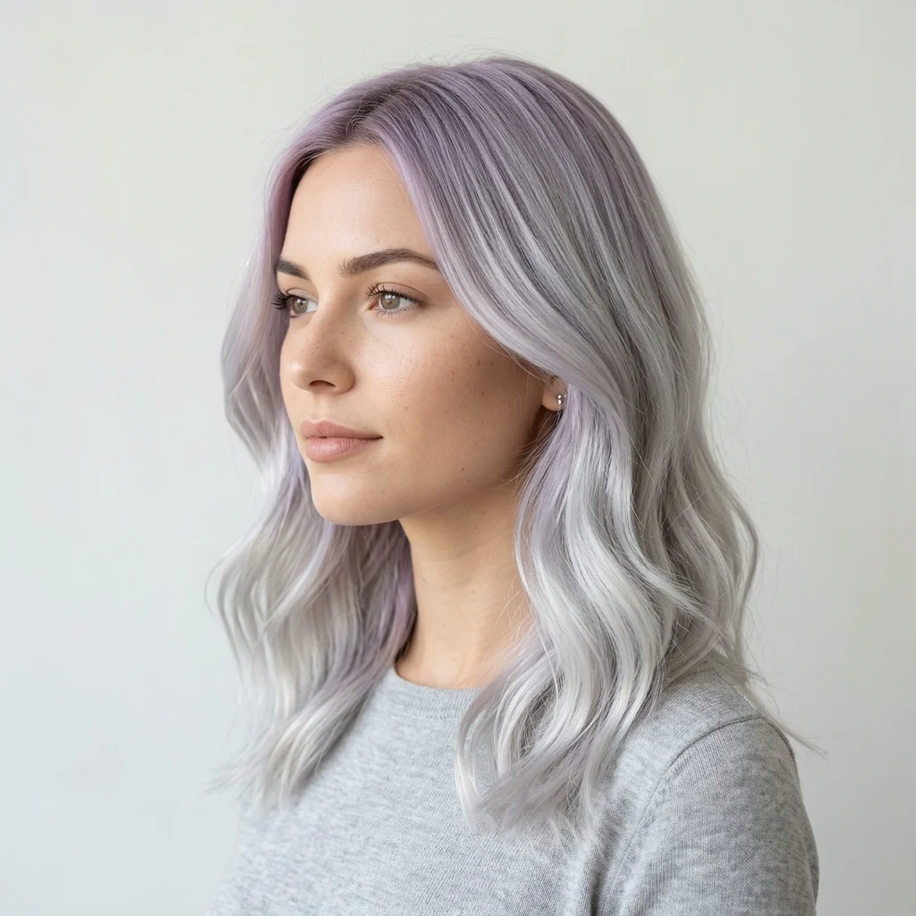 3. Lavender Roots Melting Into Icy Silver Ends