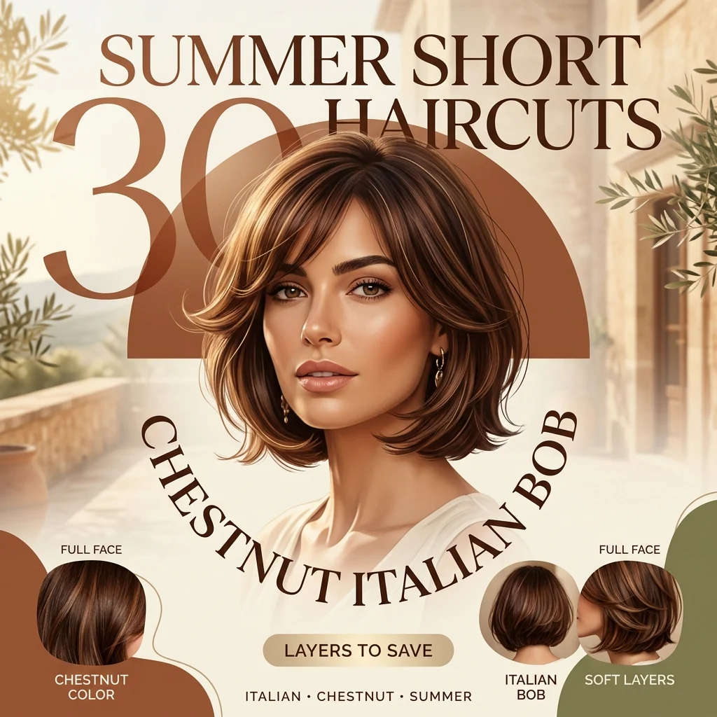 30 Summer Short Haircuts Chestnut Italian Bob Layers to Save This Season
