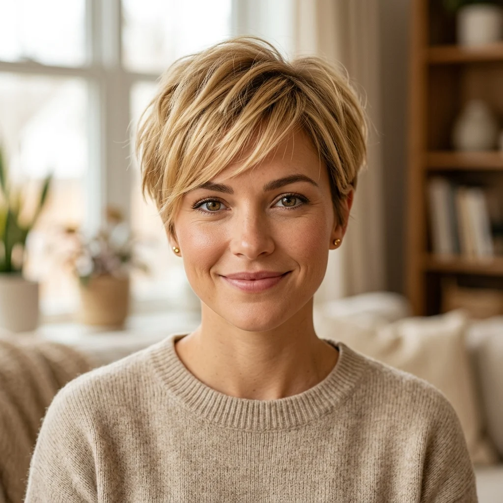 4. Choppy Side Fringe for Heart-Shaped Faces (FACE-FRAMING)