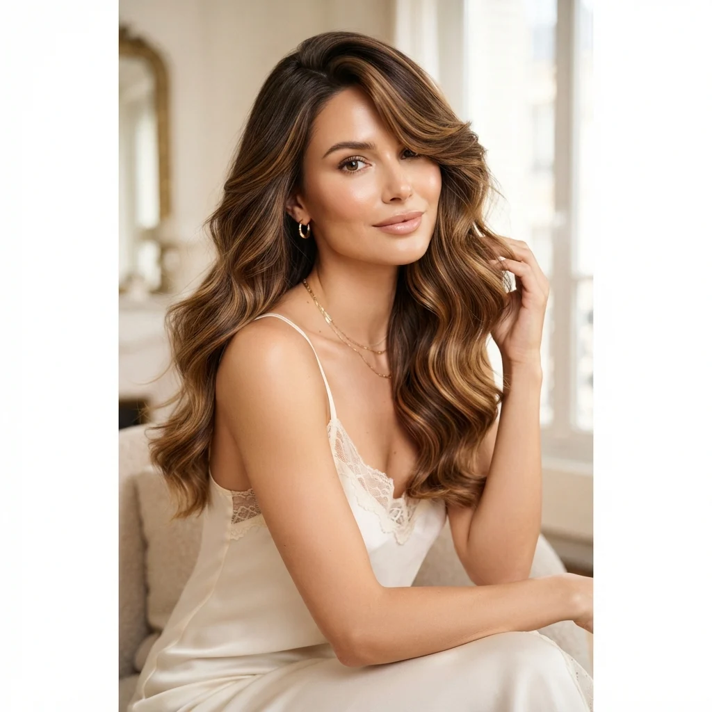 4. Face Framing Long Layers With a Deep Side Part