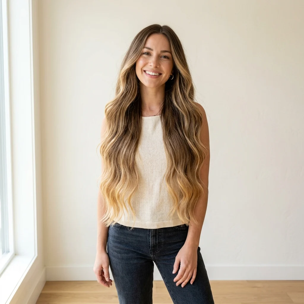 4. Long Bronde Balayage with Sun-Kissed Ends