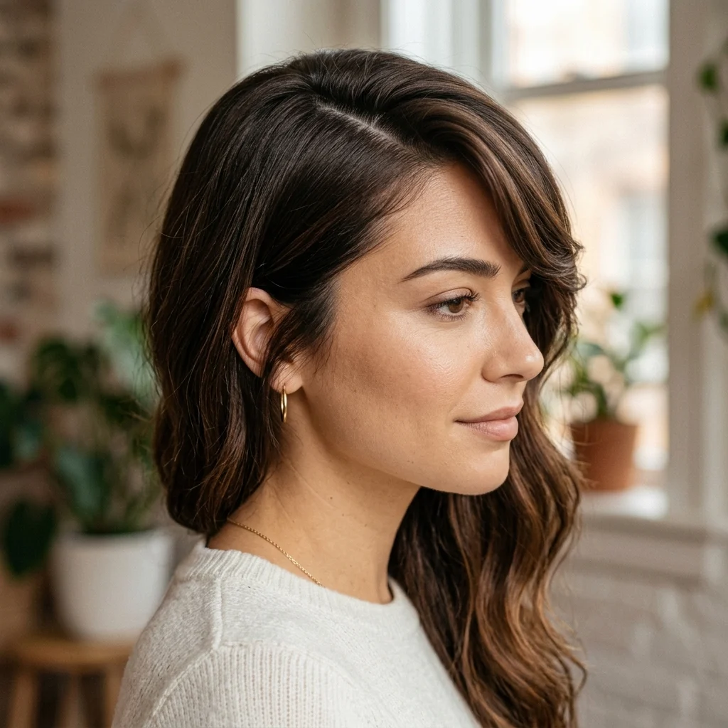 4. Side-Swept Bangs