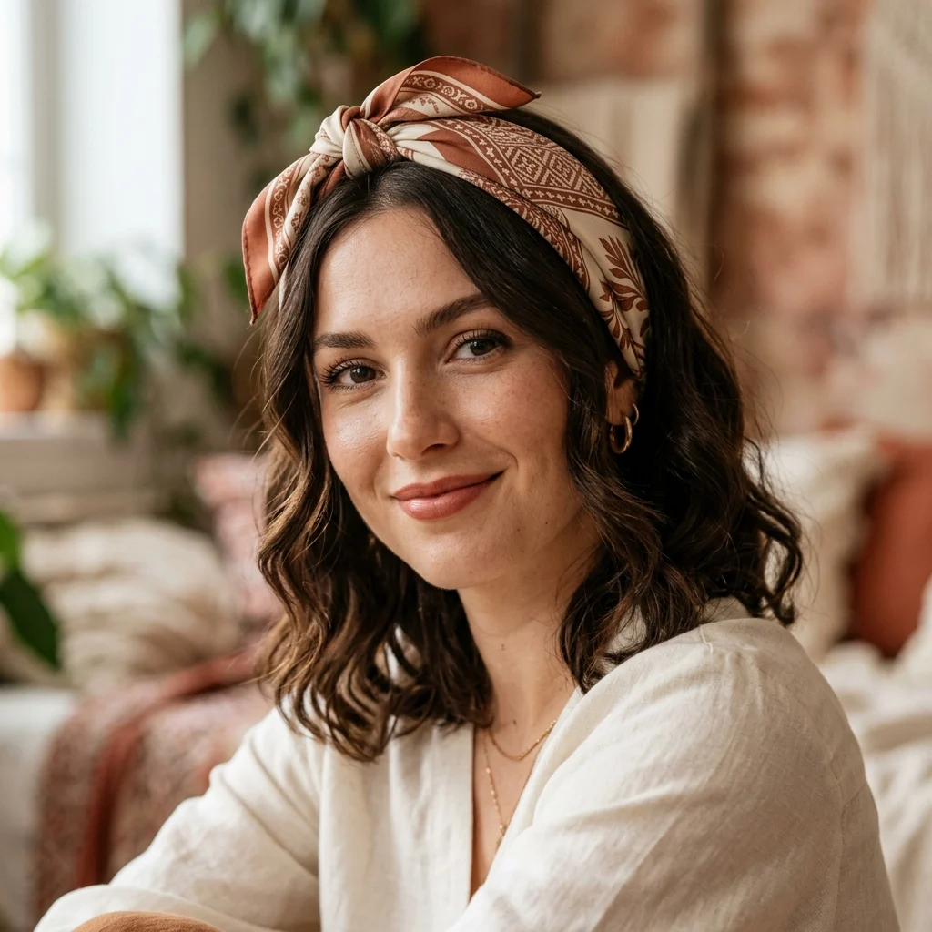 4. Silk Scarf Headband Styling