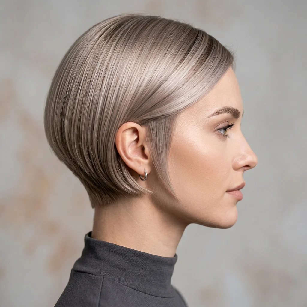 4. Sleek Polished Ash Blonde Bixie