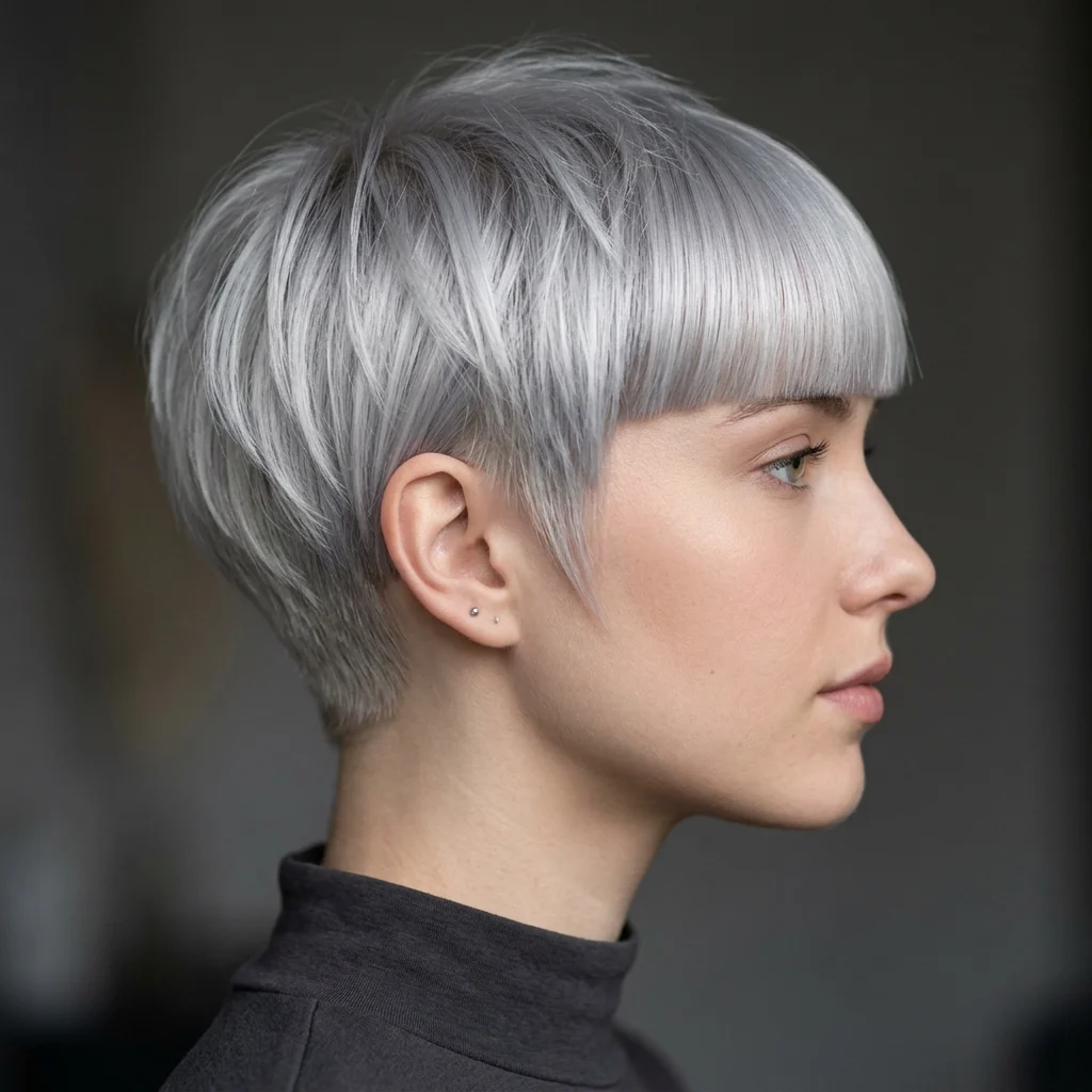 4. Sleek Polished Bixie with Fringe